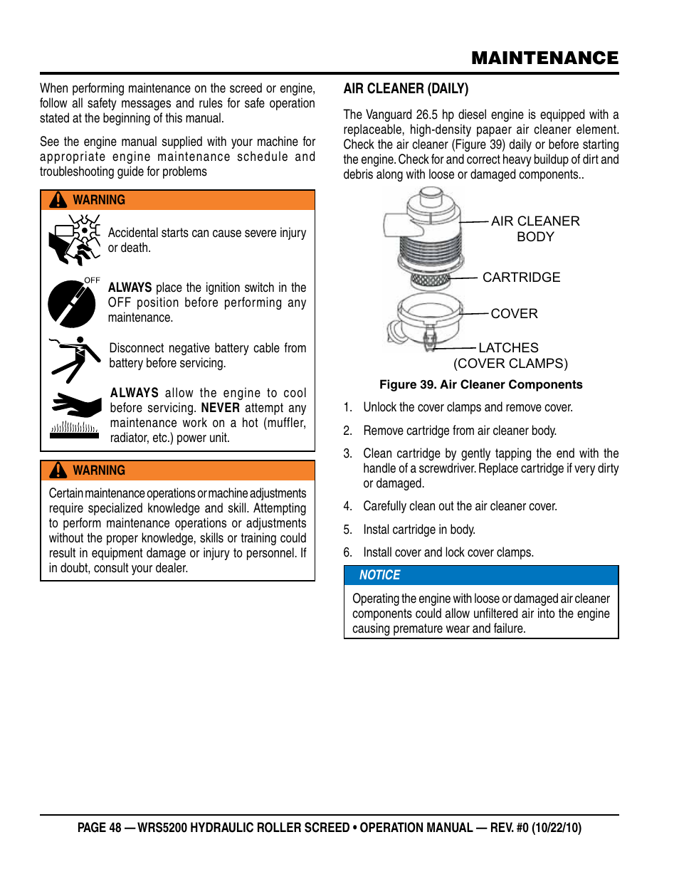 Maintenance | Multiquip WRS5200 (ORIGINAL COPY) User Manual | Page 48 / 66