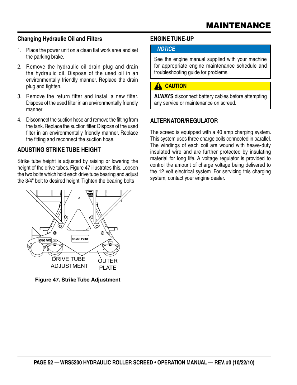Maintenance | Multiquip WRS5200 (ORIGINAL COPY) User Manual | Page 52 / 66
