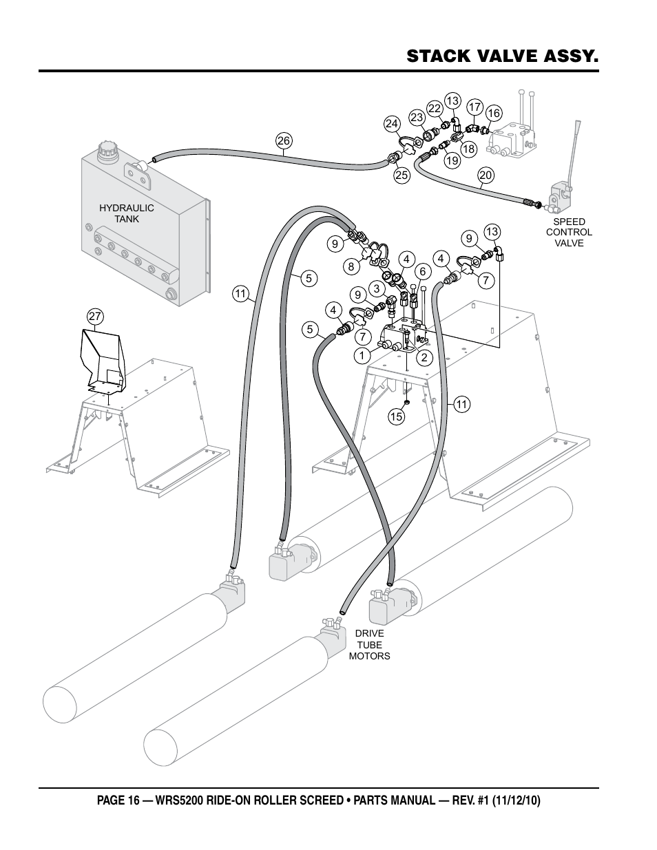 Stack valve assy | Multiquip WRS5200 (VANGUARD DM950 DIESEL ENGINE) User Manual | Page 16 / 90