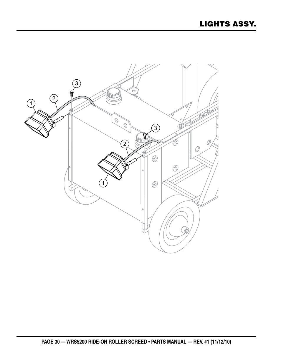Lights assy | Multiquip WRS5200 (VANGUARD DM950 DIESEL ENGINE) User Manual | Page 30 / 90