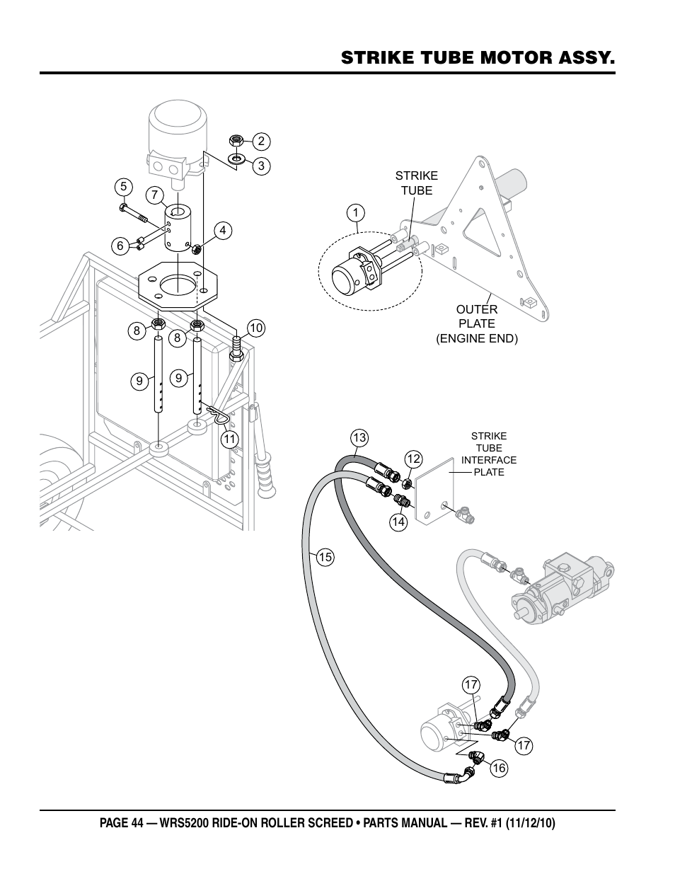 Strike tube motor assy | Multiquip WRS5200 (VANGUARD DM950 DIESEL ENGINE) User Manual | Page 44 / 90