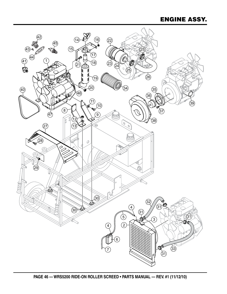 Engine assy | Multiquip WRS5200 (VANGUARD DM950 DIESEL ENGINE) User Manual | Page 46 / 90