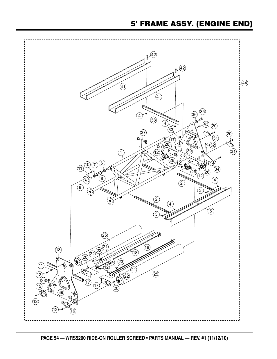 5' frame assy. (engine end) | Multiquip WRS5200 (VANGUARD DM950 DIESEL ENGINE) User Manual | Page 54 / 90
