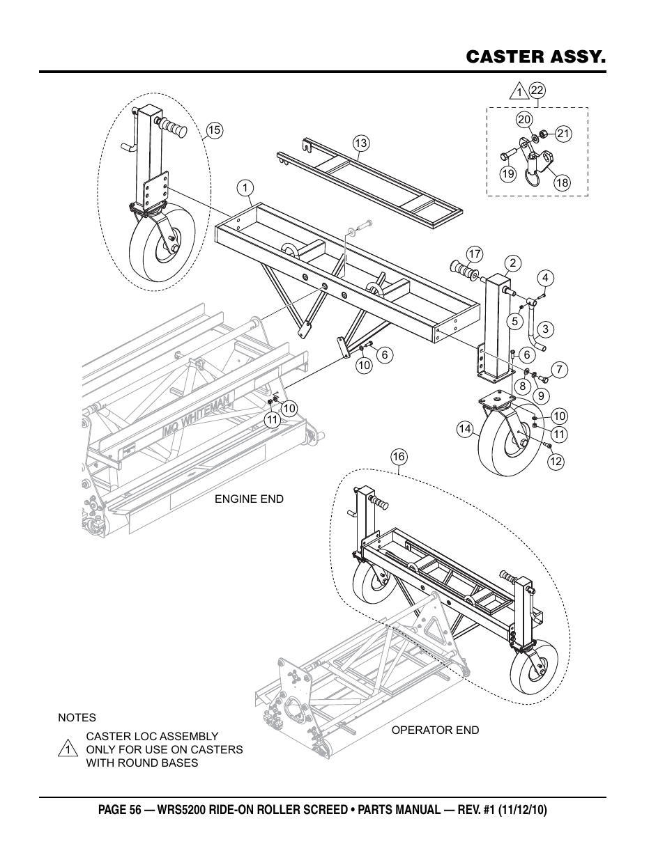 Caster assy | Multiquip WRS5200 (VANGUARD DM950 DIESEL ENGINE) User Manual | Page 56 / 90