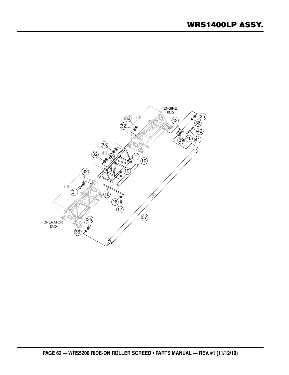 Wrs1400lp assy | Multiquip WRS5200 (VANGUARD DM950 DIESEL ENGINE) User Manual | Page 62 / 90