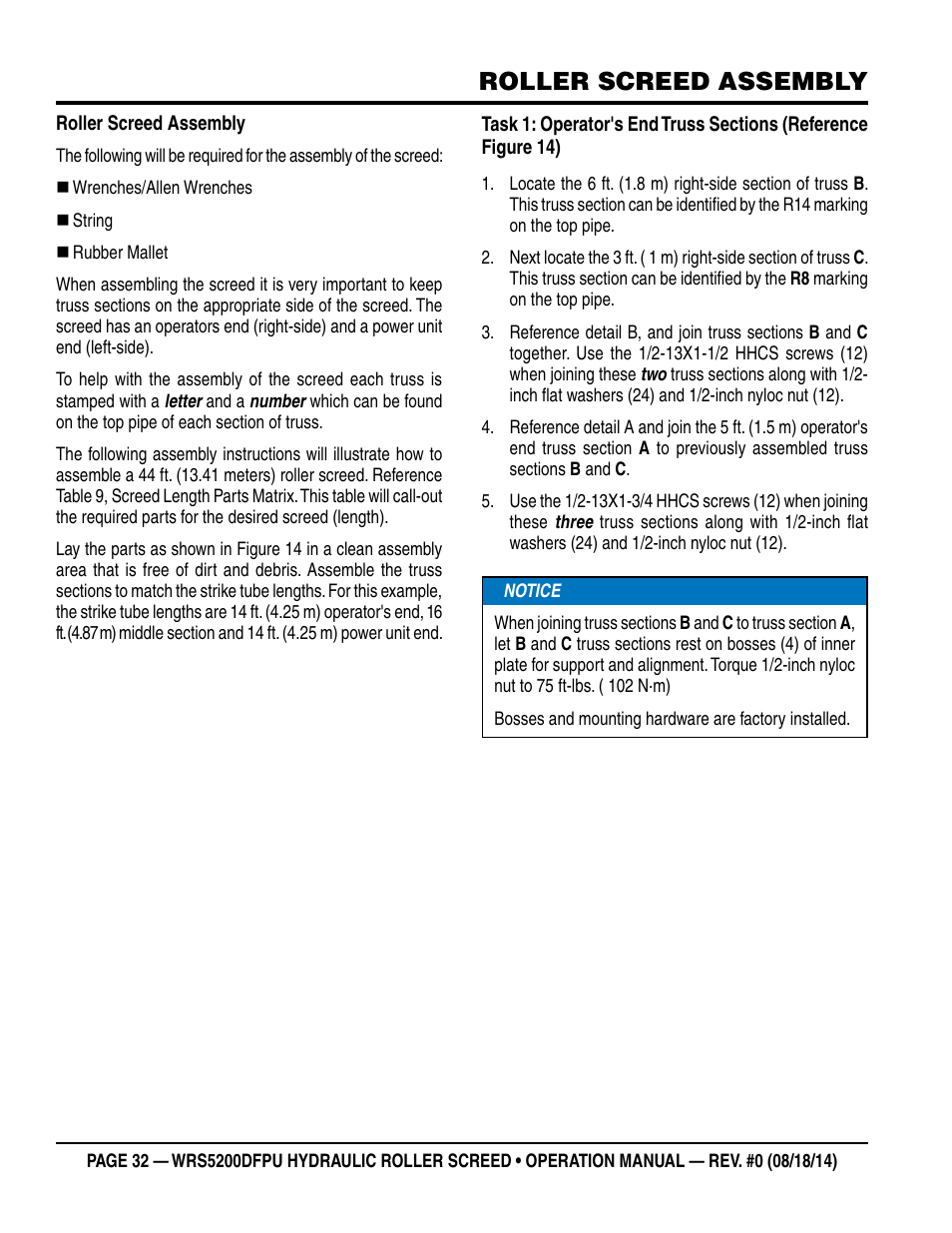 Roller screed assembly | Multiquip WRS5200DFPU (KUBOTA WG972-GL-E3 DUAL FUEL) User Manual | Page 32 / 82