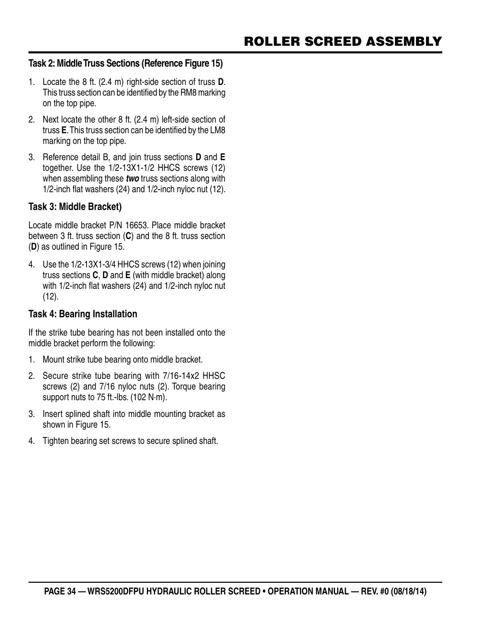 Roller screed assembly | Multiquip WRS5200DFPU (KUBOTA WG972-GL-E3 DUAL FUEL) User Manual | Page 34 / 82