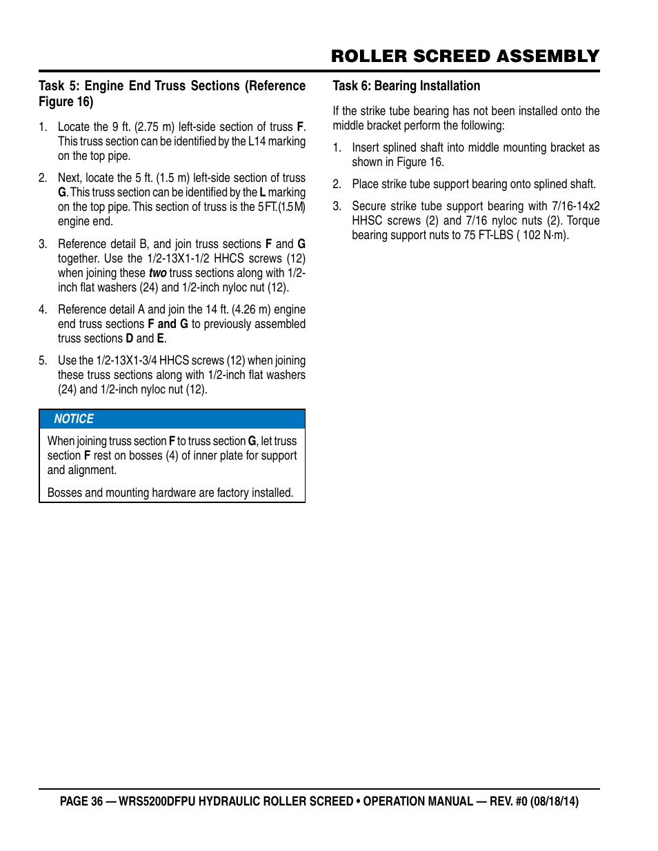 Roller screed assembly | Multiquip WRS5200DFPU (KUBOTA WG972-GL-E3 DUAL FUEL) User Manual | Page 36 / 82