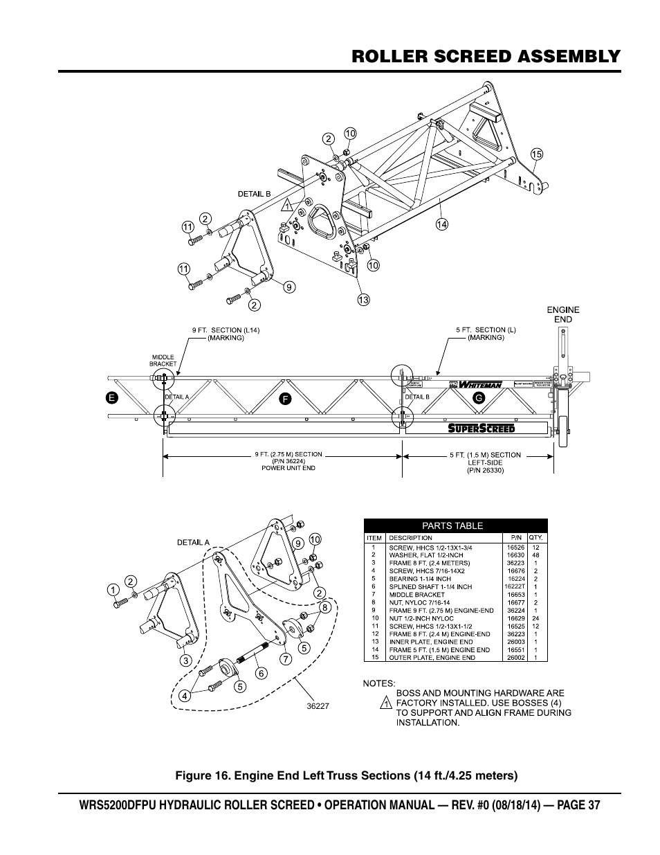 Roller screed assembly | Multiquip WRS5200DFPU (KUBOTA WG972-GL-E3 DUAL FUEL) User Manual | Page 37 / 82