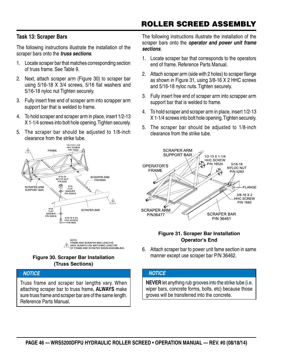 Roller screed assembly | Multiquip WRS5200DFPU (KUBOTA WG972-GL-E3 DUAL FUEL) User Manual | Page 46 / 82