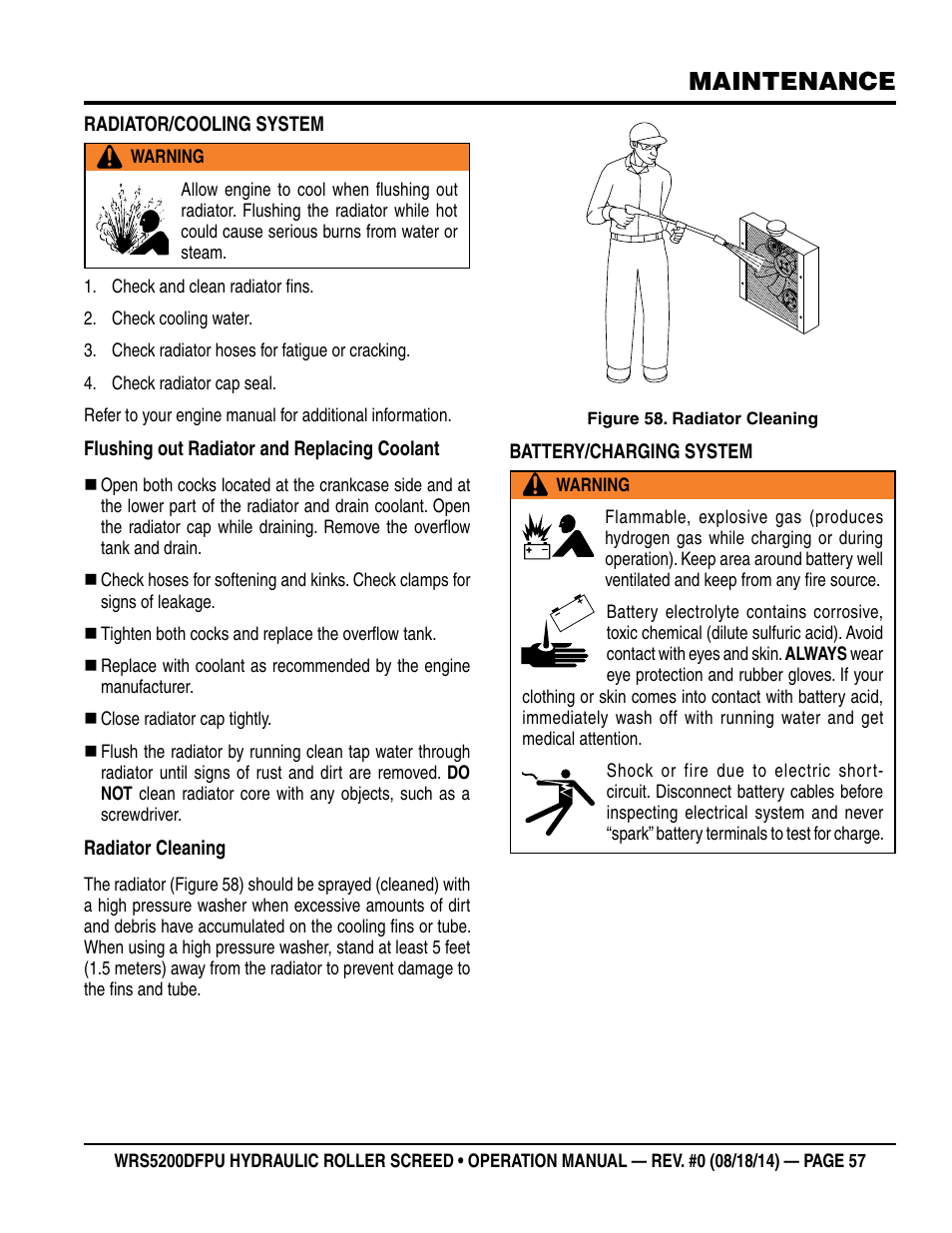 Maintenance | Multiquip WRS5200DFPU (KUBOTA WG972-GL-E3 DUAL FUEL) User Manual | Page 57 / 82