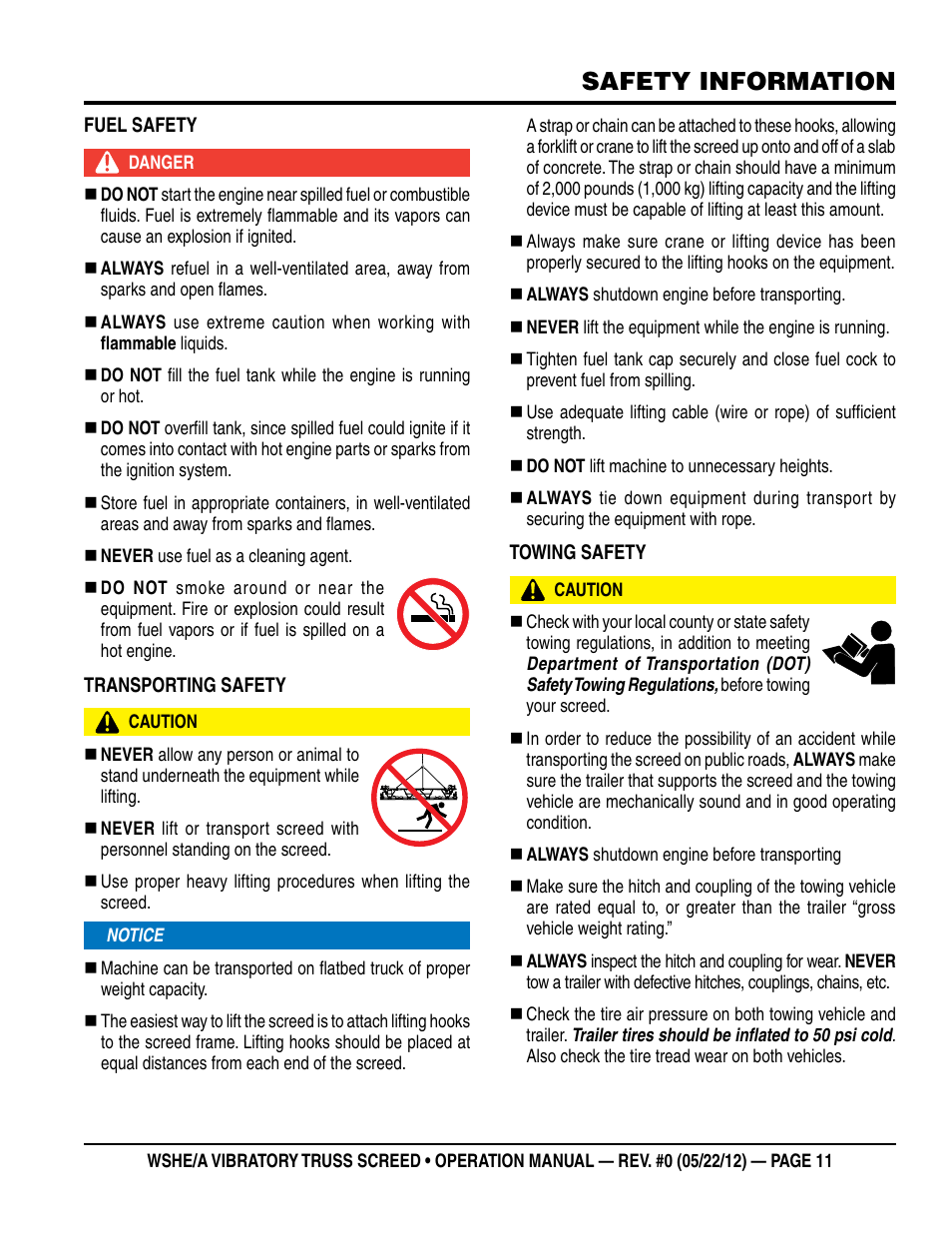 Safety information | Multiquip WSHE_A_SERIES User Manual | Page 11 / 44