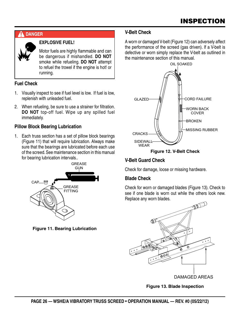 Inspection | Multiquip WSHE_A_SERIES User Manual | Page 26 / 44