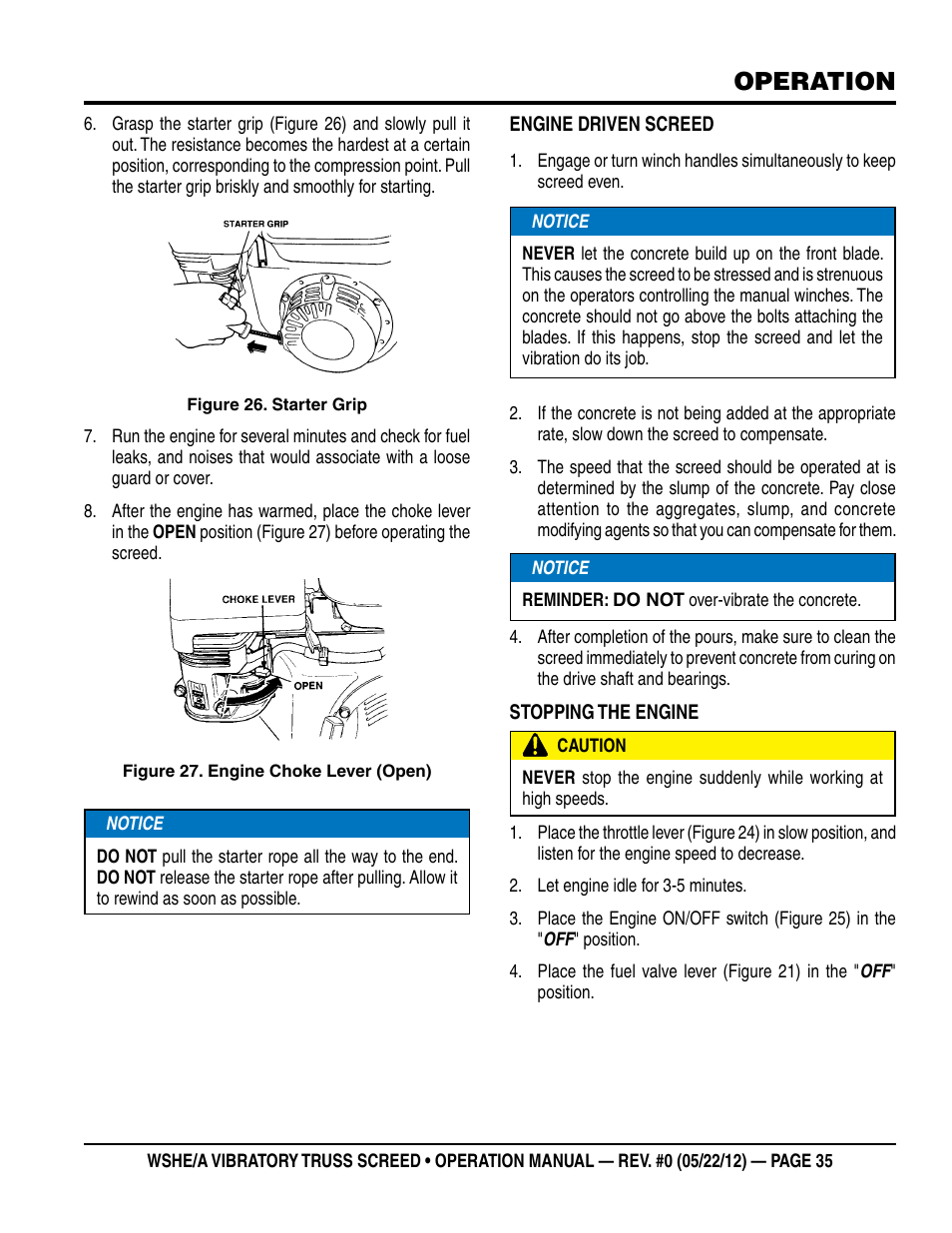 Operation | Multiquip WSHE_A_SERIES User Manual | Page 35 / 44