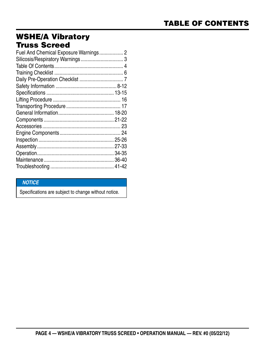 Multiquip WSHE_A_SERIES User Manual | Page 4 / 44