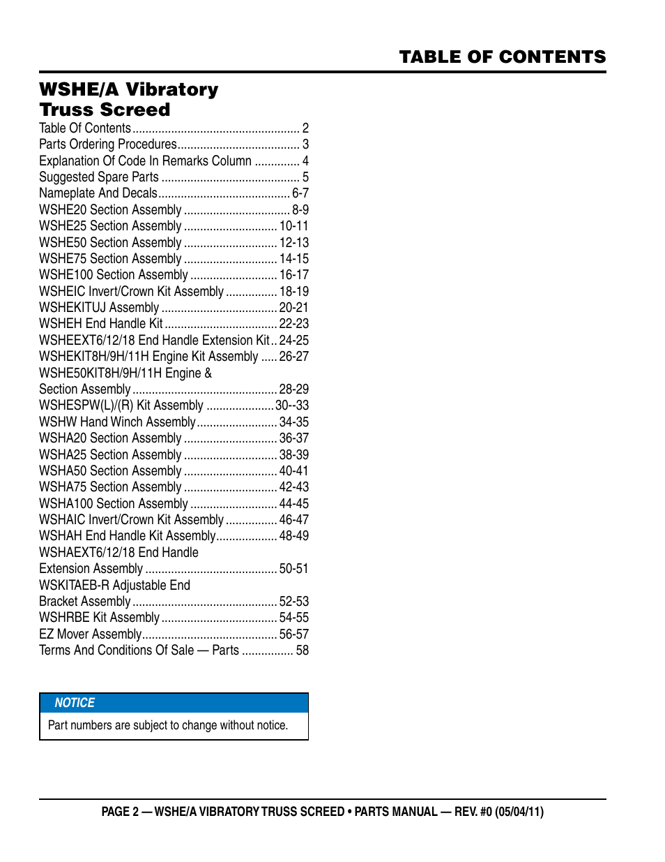 Multiquip WSHE_A_SERIES User Manual | Page 2 / 60
