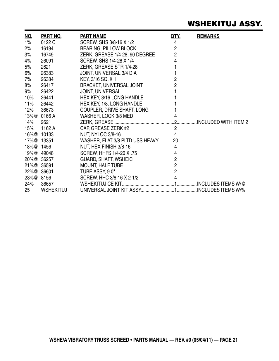 Wshekituj assy | Multiquip WSHE_A_SERIES User Manual | Page 21 / 60