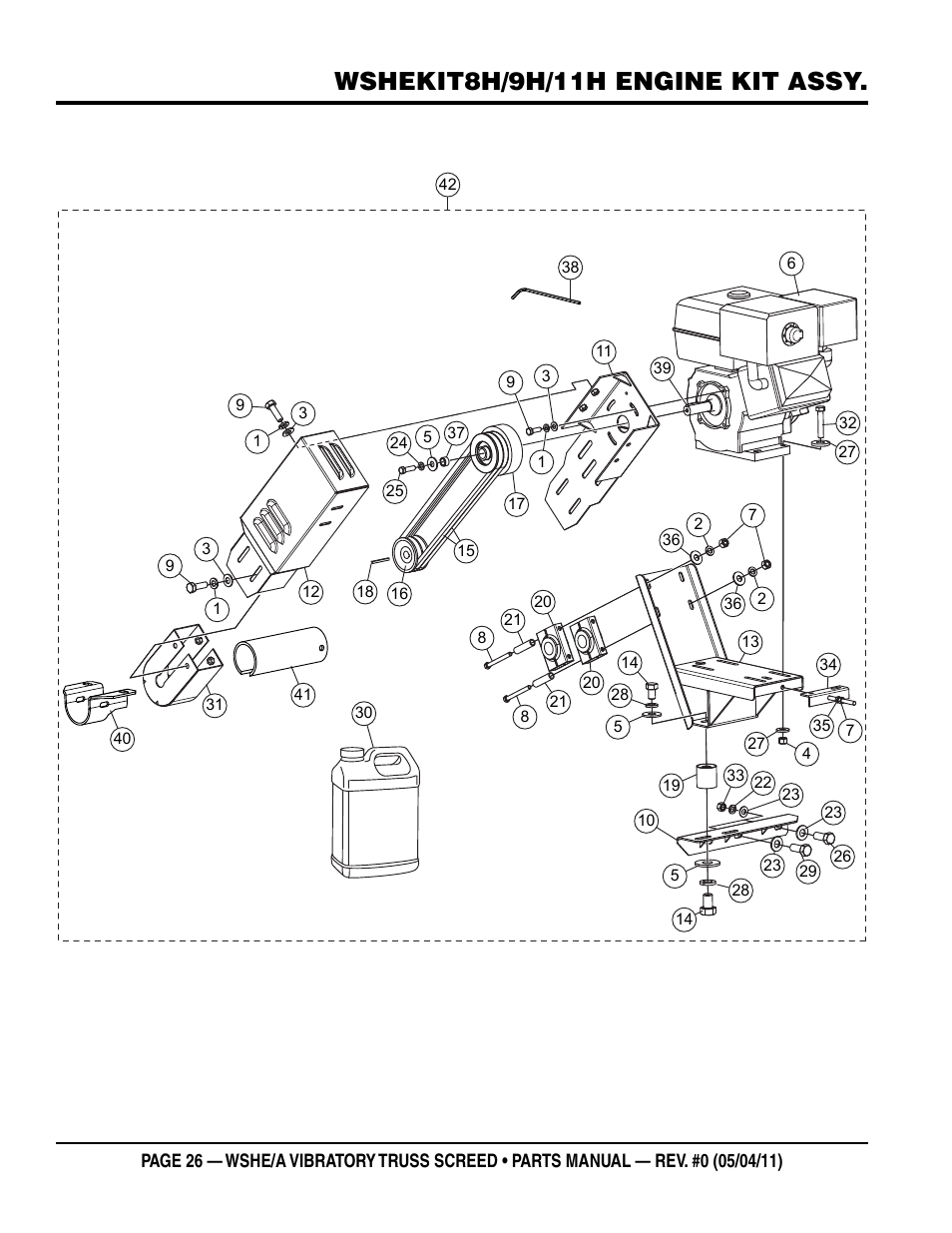 Wshekit8h/9h/11h engine kit assy | Multiquip WSHE_A_SERIES User Manual | Page 26 / 60