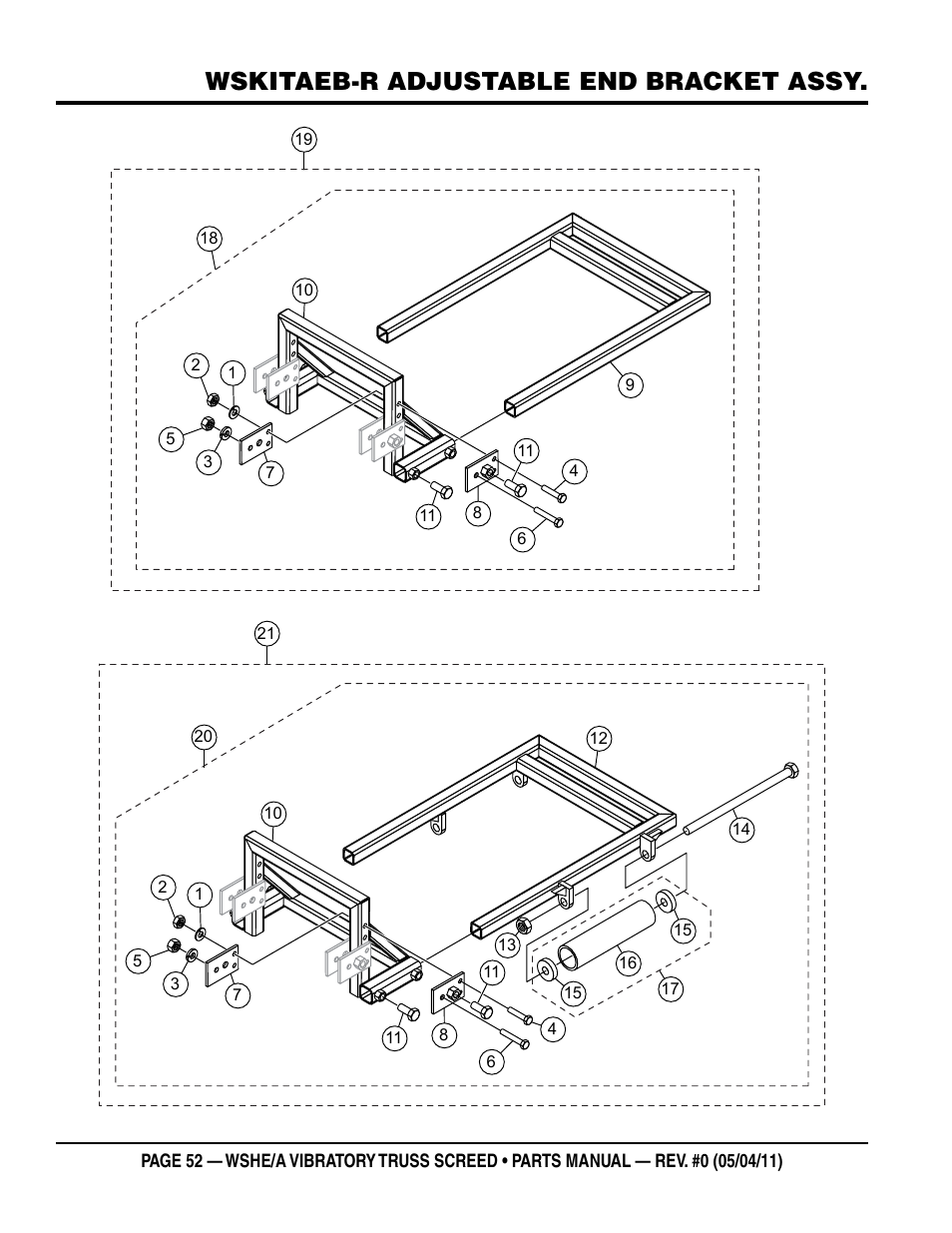 Wskitaeb-r adjustable end bracket assy | Multiquip WSHE_A_SERIES User Manual | Page 52 / 60