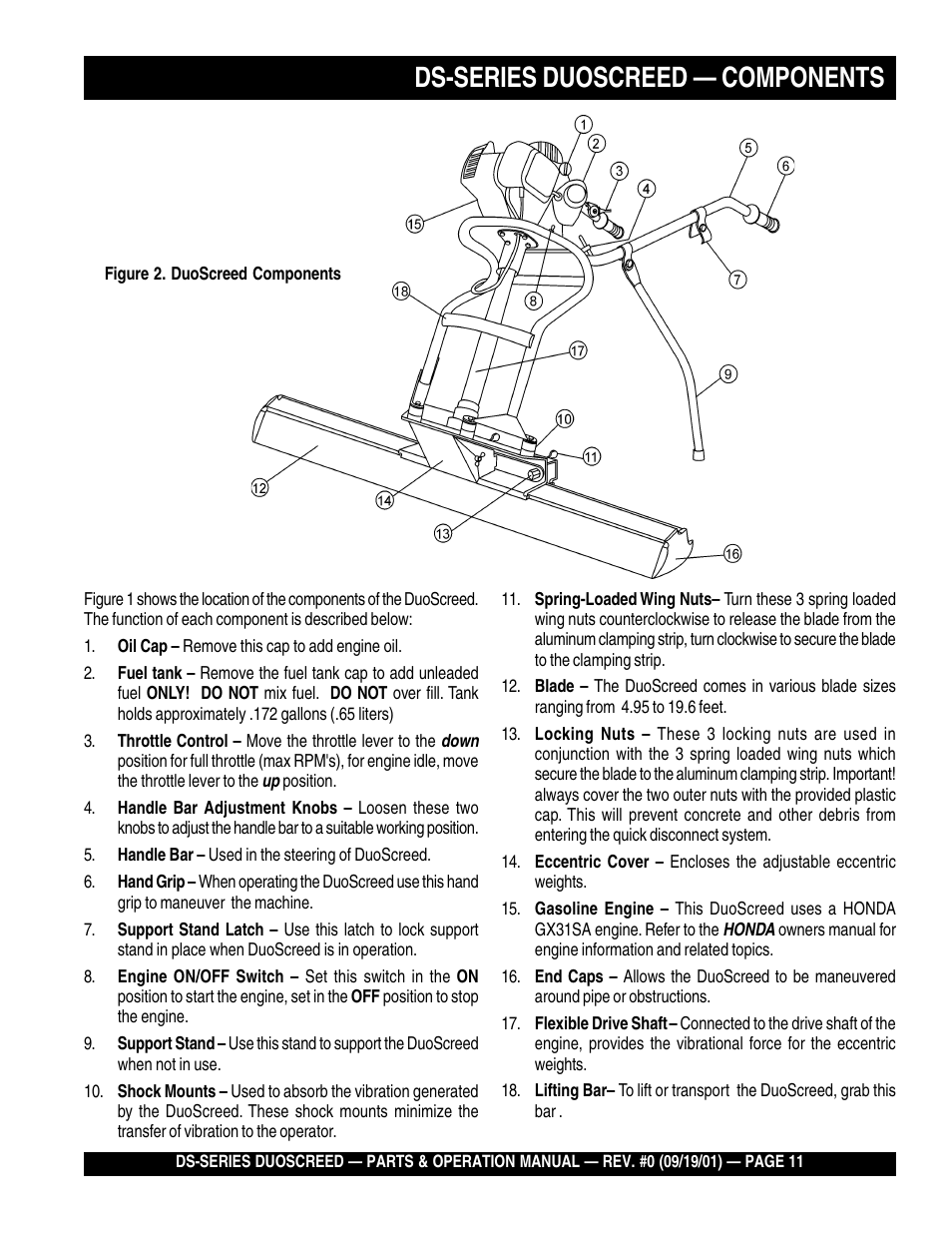 Ds-series duoscreed — components | Multiquip DS-Series (CHINA) User Manual | Page 11 / 58