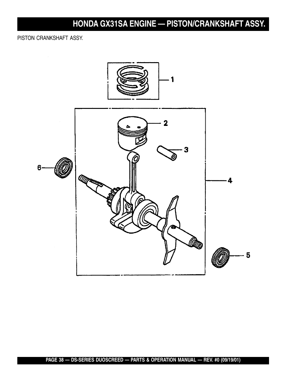 Lhonda gx31sa engine — piston/crankshaft assy | Multiquip DS-Series (CHINA) User Manual | Page 38 / 58