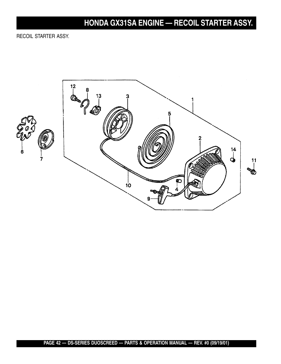 Lhonda gx31sa engine — recoil starter assy | Multiquip DS-Series (CHINA) User Manual | Page 42 / 58