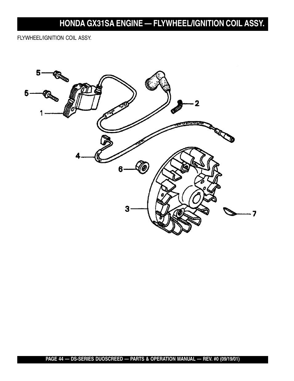 Lhonda gx31sa engine — flywheel/ignition coil assy | Multiquip DS-Series (CHINA) User Manual | Page 44 / 58