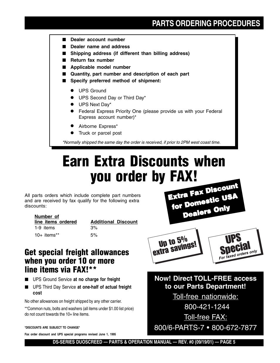 Earn extra discounts when you order by fax | Multiquip DS-Series (CHINA) User Manual | Page 5 / 58