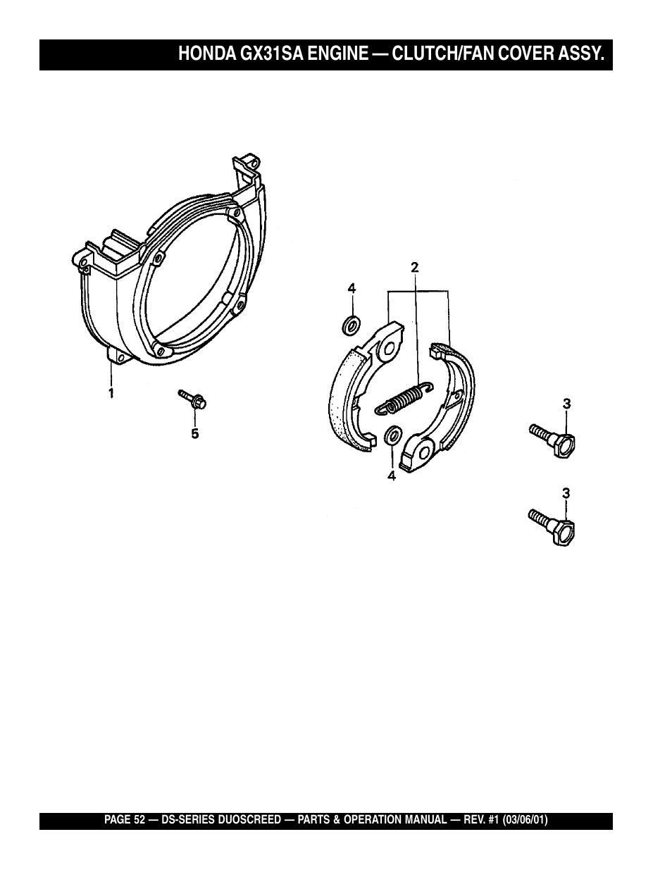 Lhonda gx31sa engine — clutch/fan cover assy | Multiquip DS-Series User Manual | Page 52 / 58