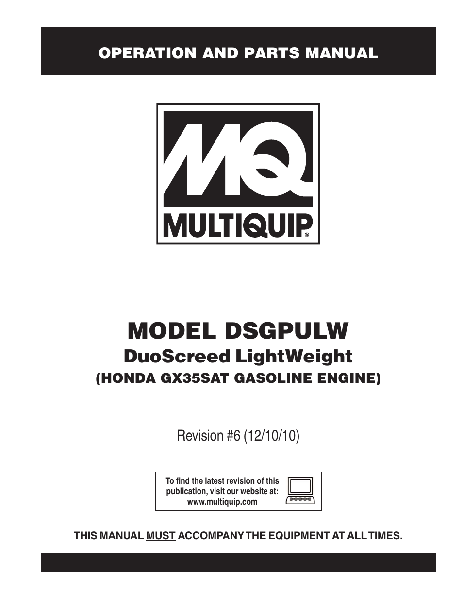 Multiquip DSGPULW User Manual | 64 pages