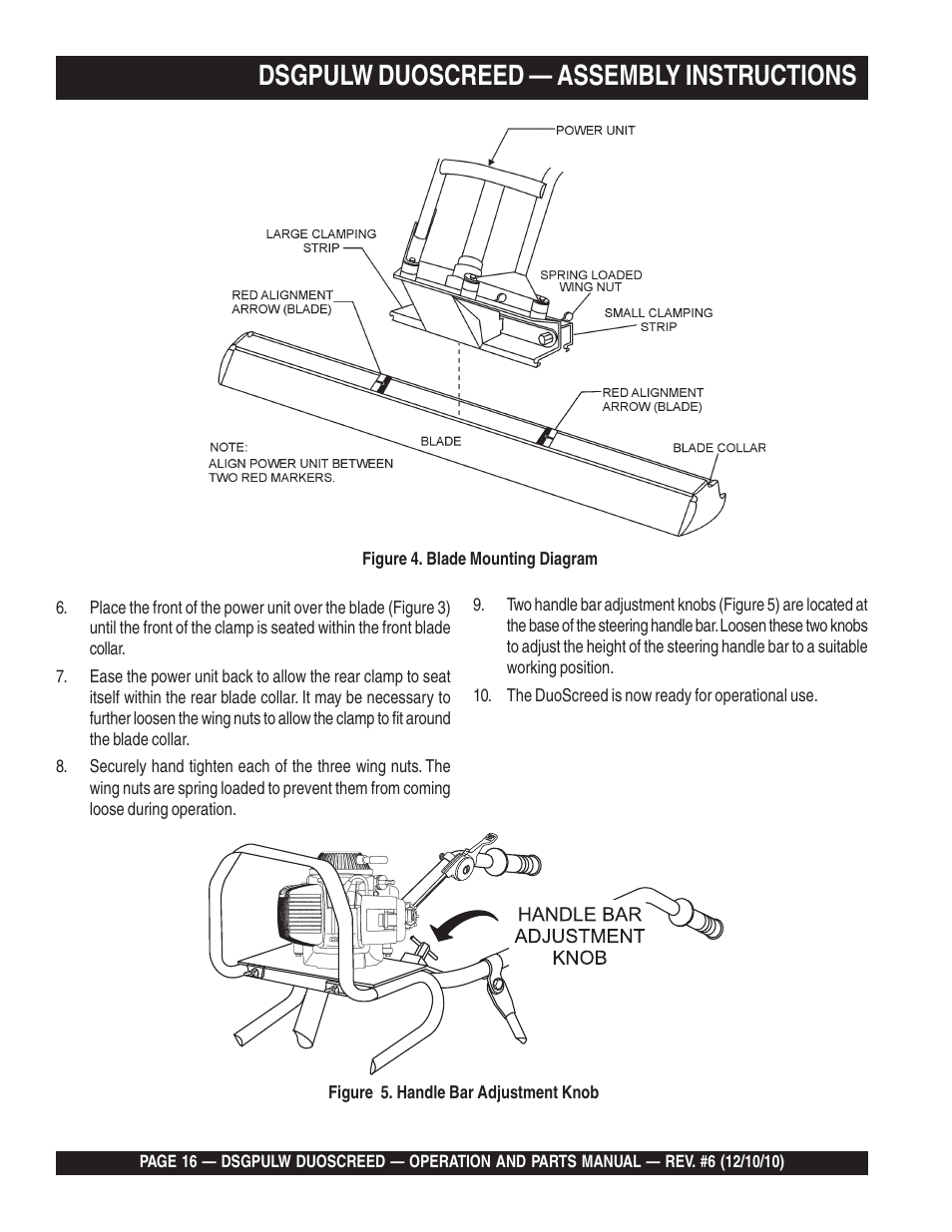 Dsgpulw duoscreed — assembly instructions | Multiquip DSGPULW User Manual | Page 16 / 64
