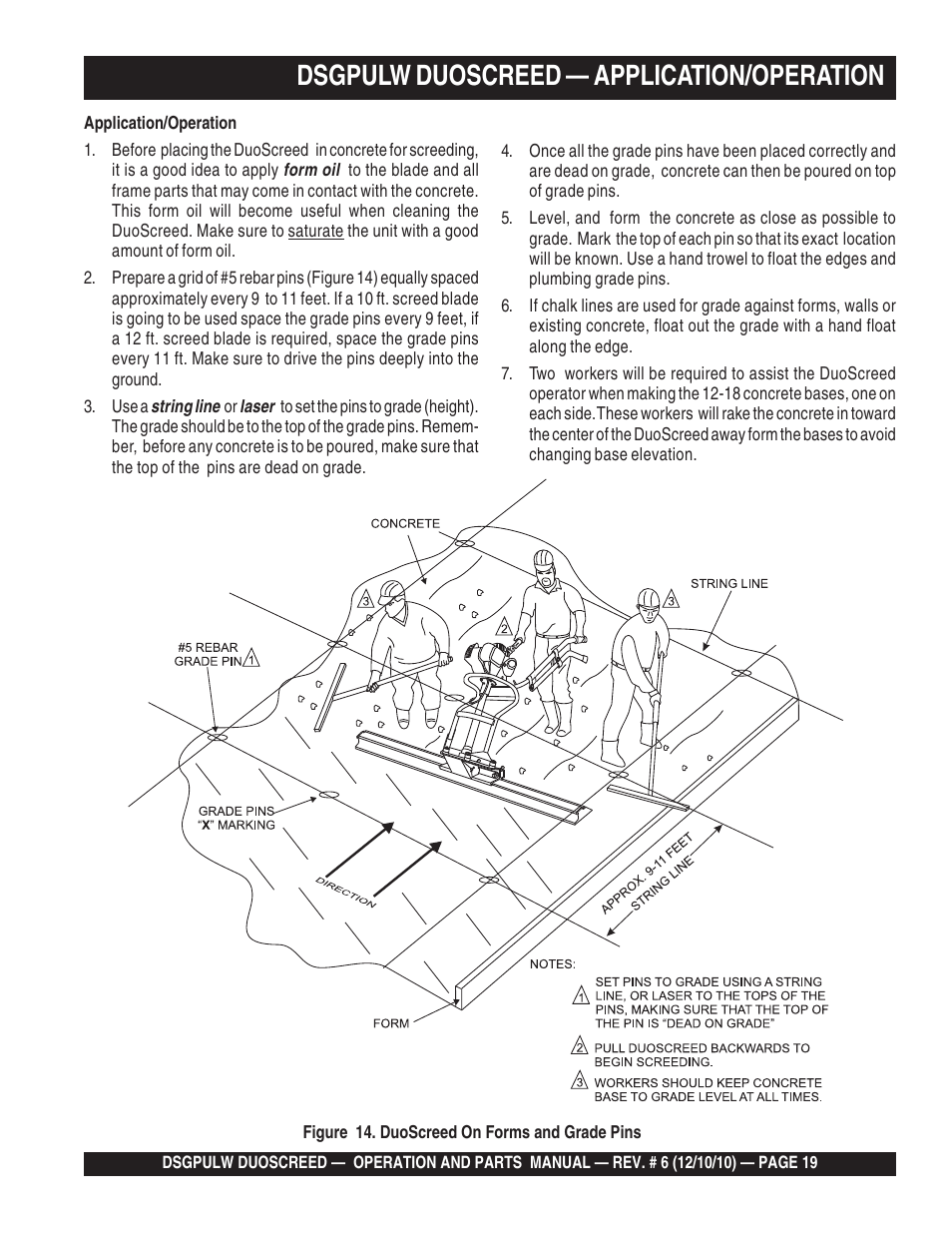Dsgpulw duoscreed — application/operation | Multiquip DSGPULW User Manual | Page 19 / 64