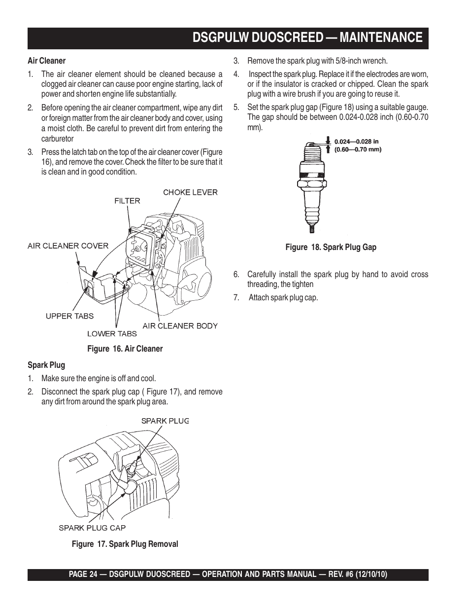 Ldsgpulw duoscreed — maintenance | Multiquip DSGPULW User Manual | Page 24 / 64
