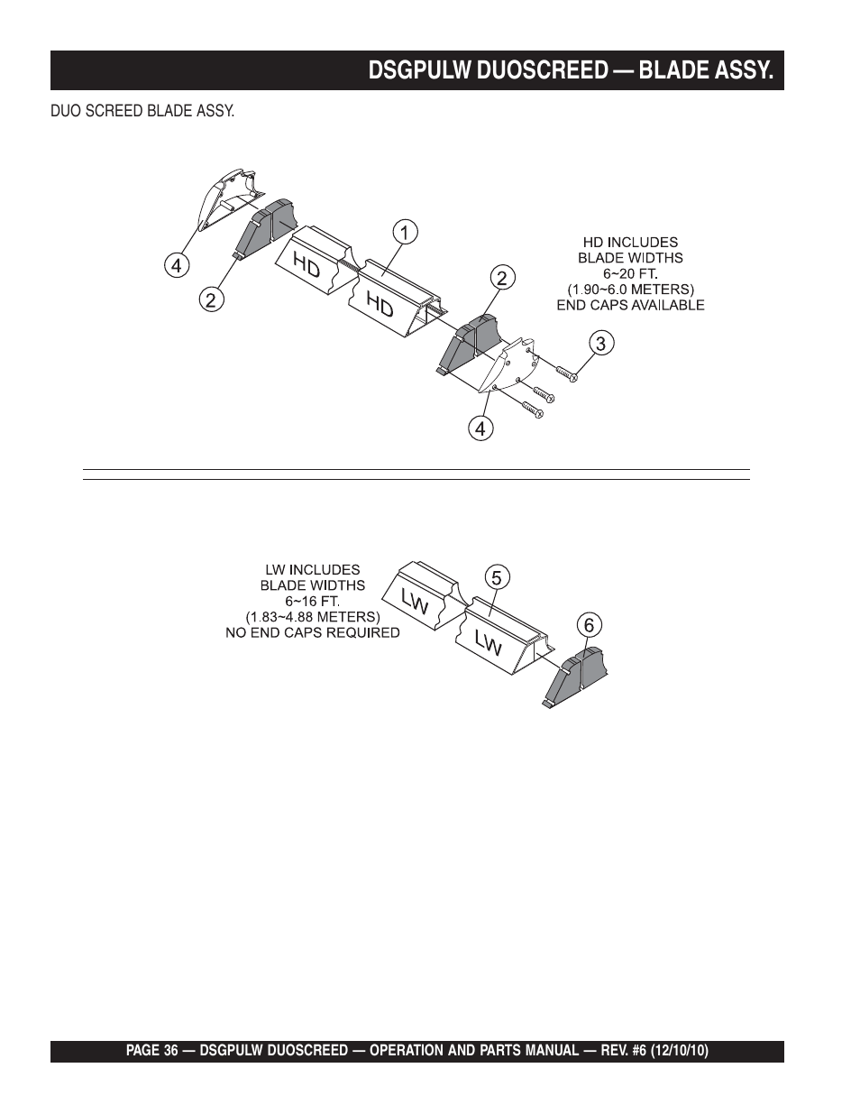 Ldsgpulw duoscreed — blade assy | Multiquip DSGPULW User Manual | Page 36 / 64