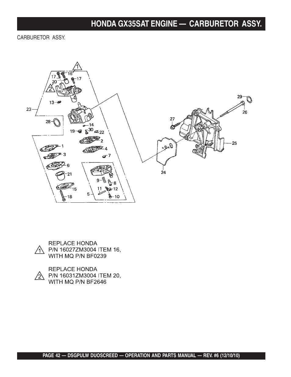 Lhonda gx35sat engine — carburetor assy | Multiquip DSGPULW User Manual | Page 42 / 64
