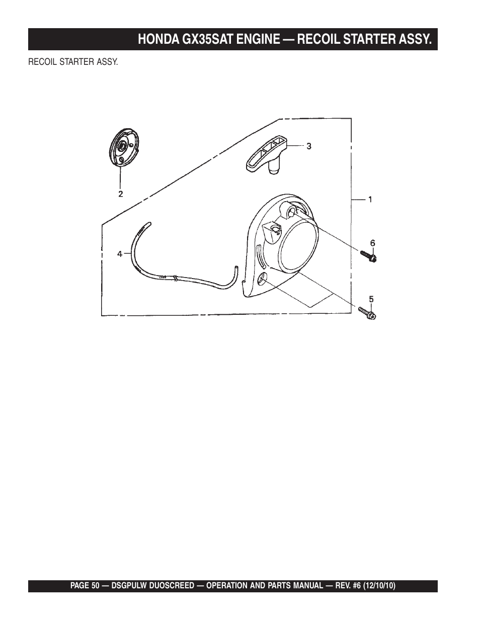 Lhonda gx35sat engine — recoil starter assy | Multiquip DSGPULW User Manual | Page 50 / 64