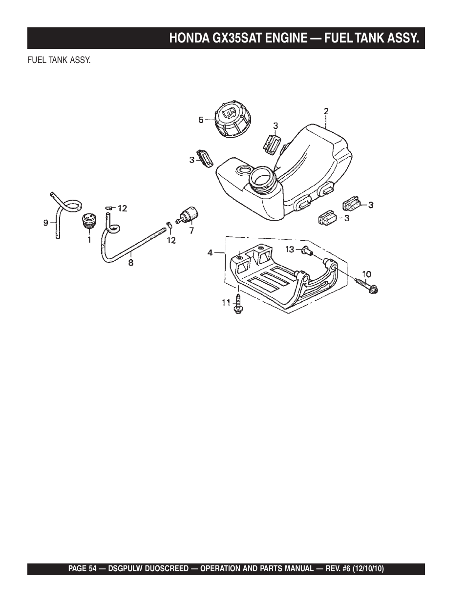 Lhonda gx35sat engine — fuel tank assy | Multiquip DSGPULW User Manual | Page 54 / 64