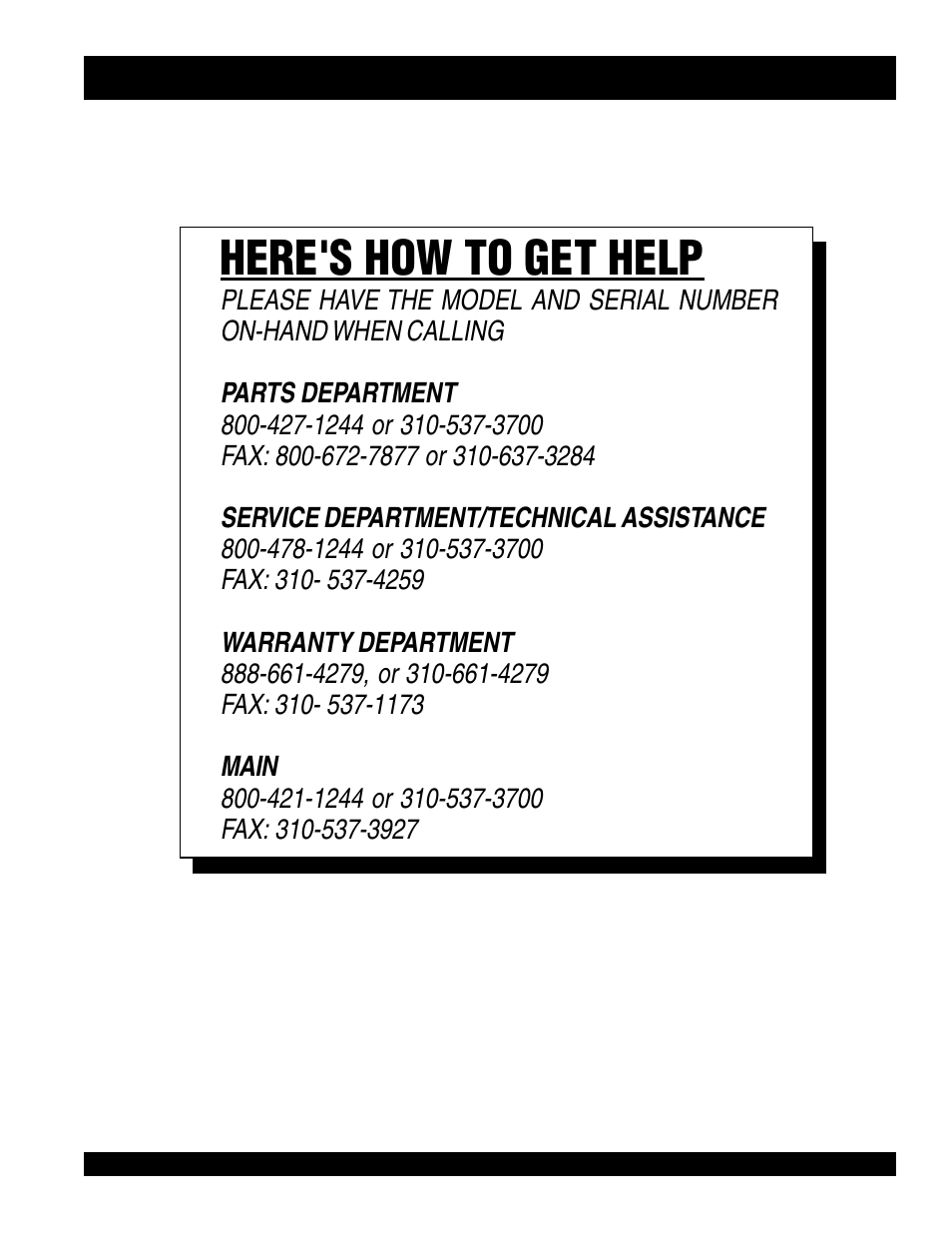 Here's how to get help | Multiquip HAL 300 User Manual | Page 3 / 40