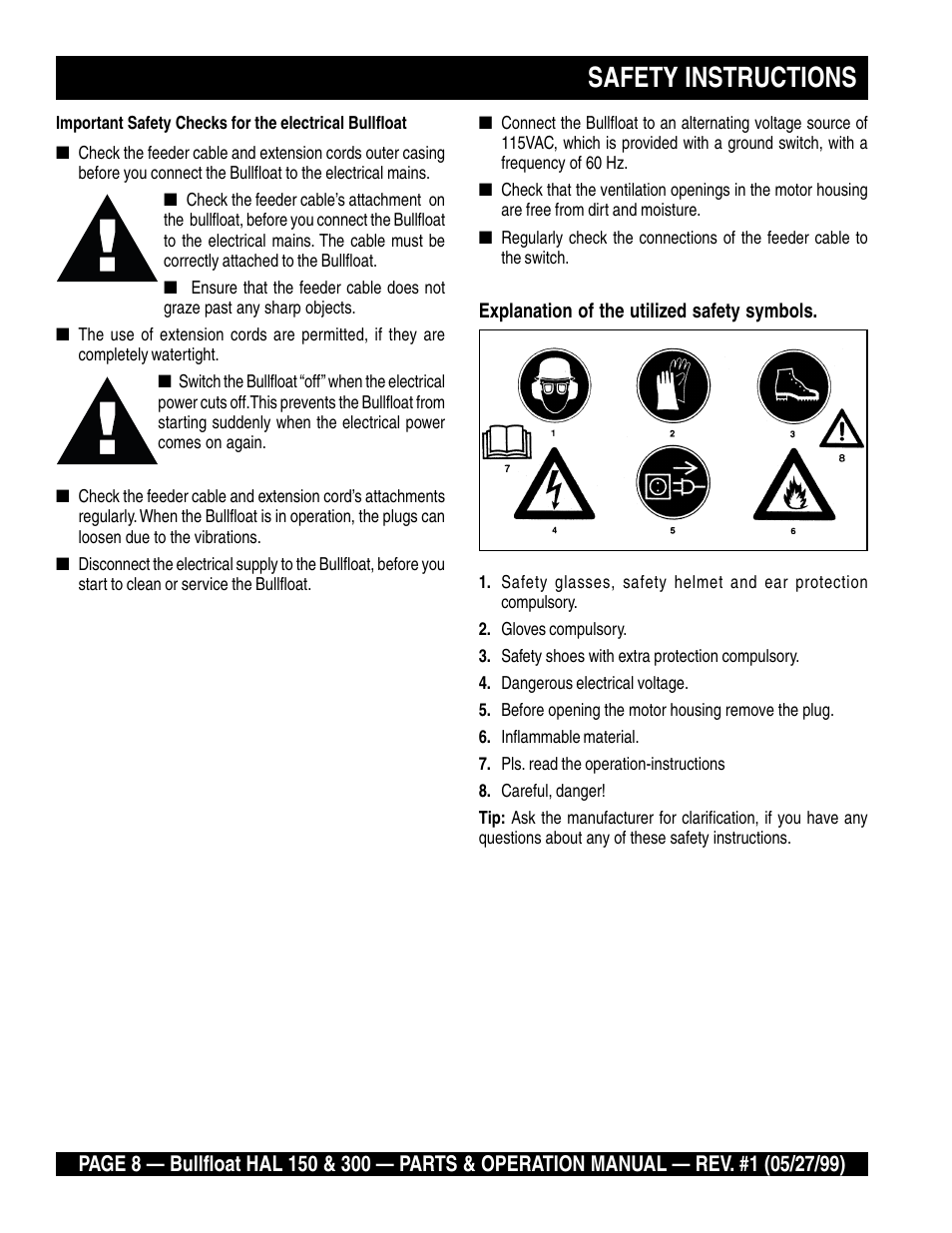 Safety instructions | Multiquip HAL 300 User Manual | Page 8 / 40