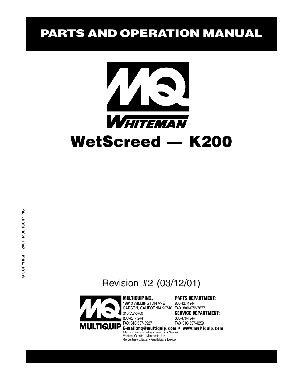 Multiquip K200 User Manual | 28 pages