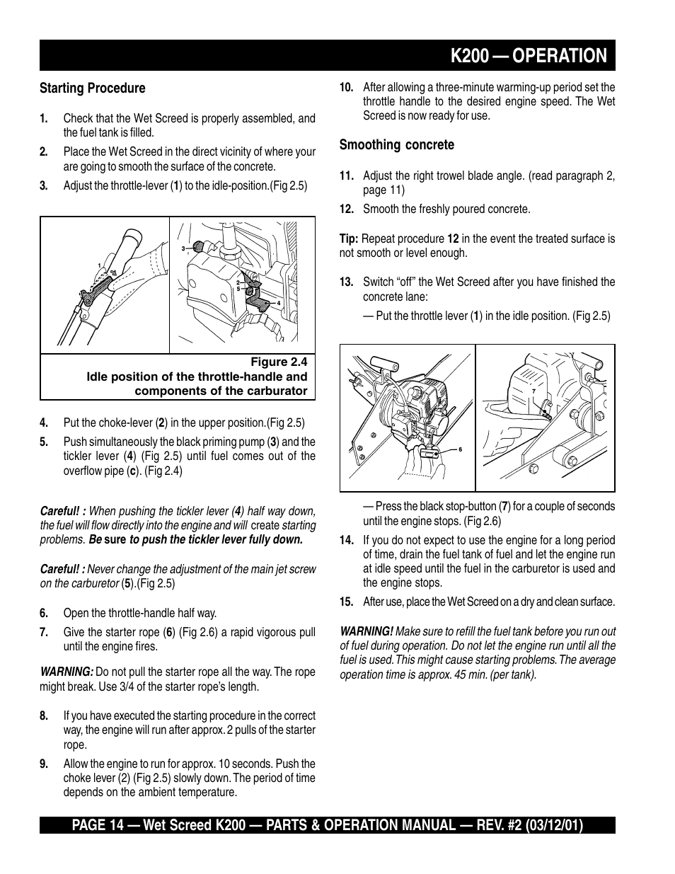 K200 — operation | Multiquip K200 User Manual | Page 14 / 28