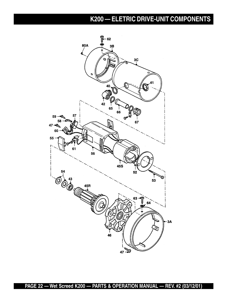 K200 — eletric drive-unit components | Multiquip K200 User Manual | Page 22 / 28