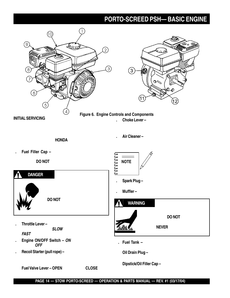 Porto-screed psh— basic engine | Multiquip PSH User Manual | Page 14 / 28
