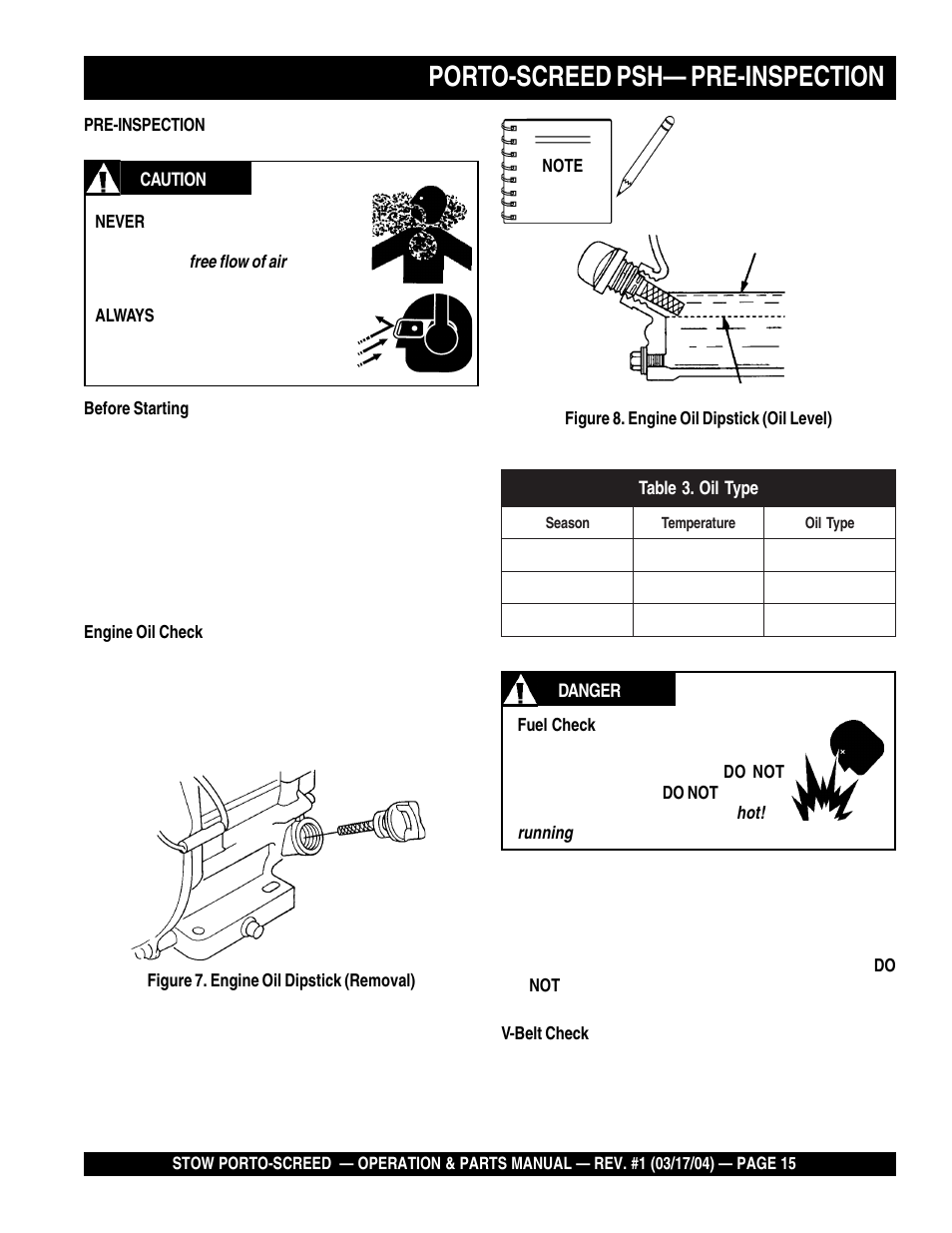 Porto-screed psh— pre-inspection | Multiquip PSH User Manual | Page 15 / 28