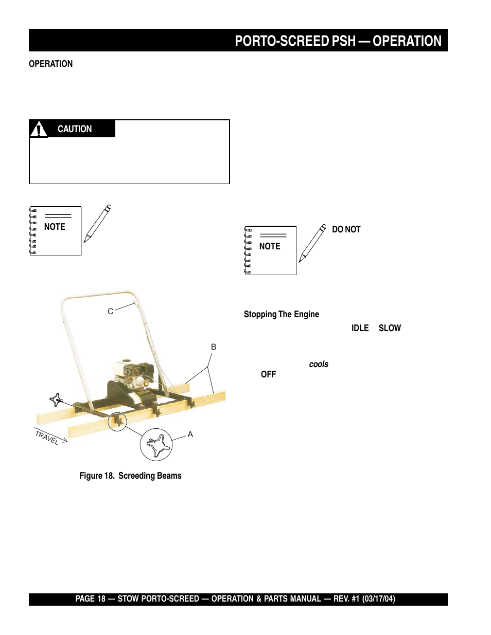 Porto-screed psh — operation | Multiquip PSH User Manual | Page 18 / 28