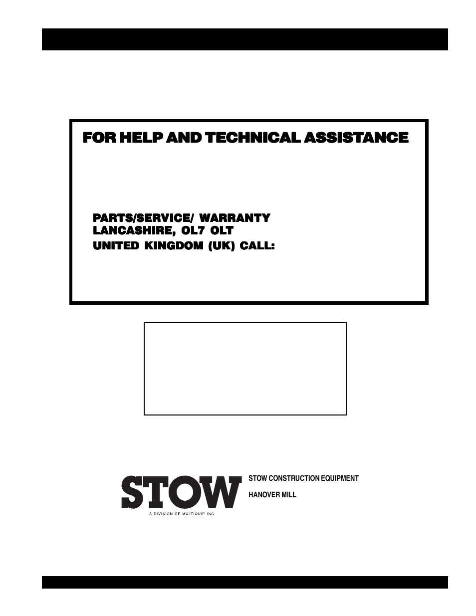 For help and technical assist | Multiquip PSH User Manual | Page 3 / 28