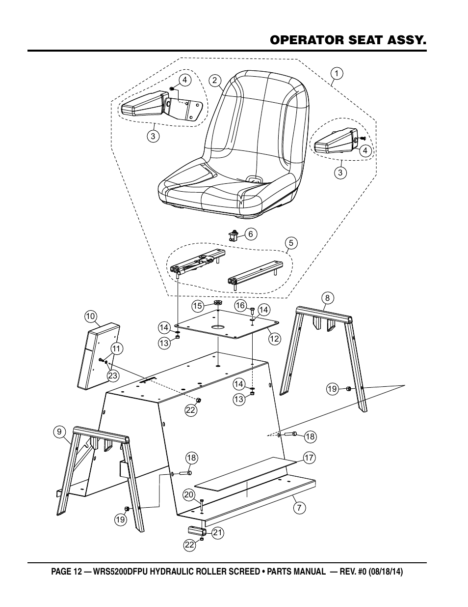 Operator seat assy | Multiquip WRSPUDF (KUBOTA WG972GL-E3 DUAL FUEL GAS AND PROPANE ENGINE) User Manual | Page 12 / 108