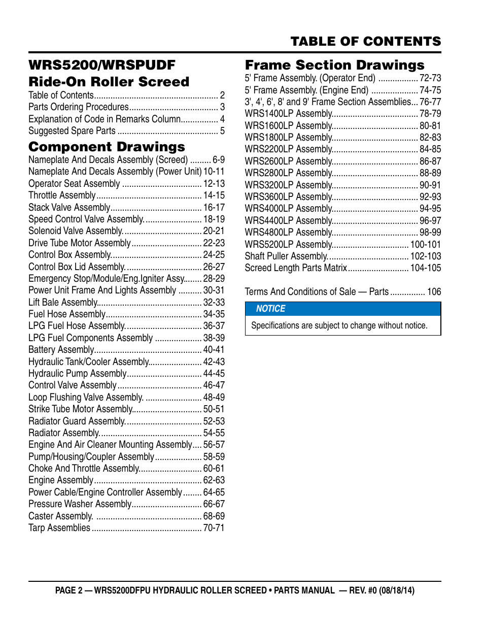 Multiquip WRSPUDF (KUBOTA WG972GL-E3 DUAL FUEL GAS AND PROPANE ENGINE) User Manual | Page 2 / 108