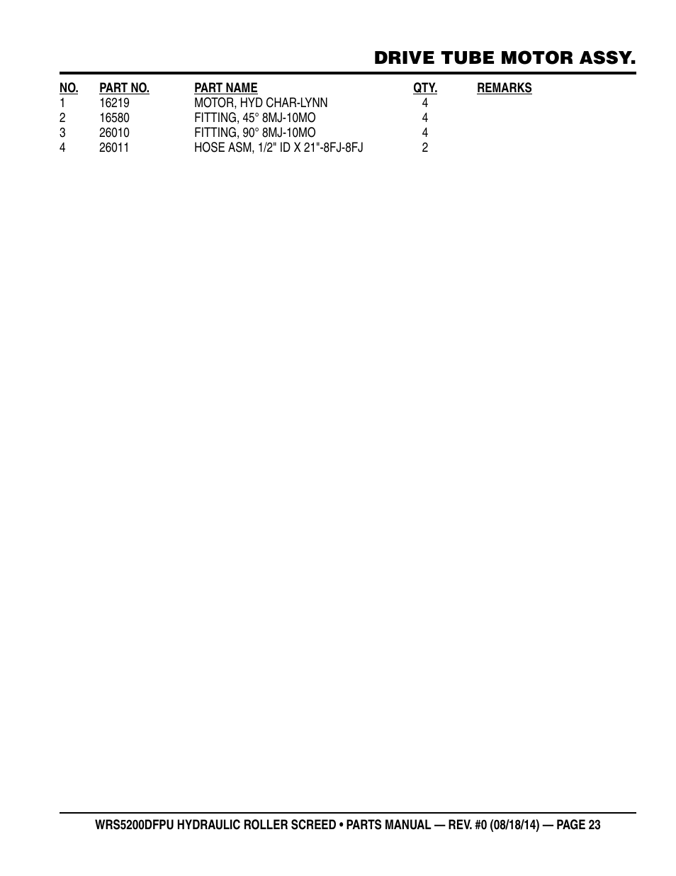 Drive tube motor assy | Multiquip WRSPUDF (KUBOTA WG972GL-E3 DUAL FUEL GAS AND PROPANE ENGINE) User Manual | Page 23 / 108