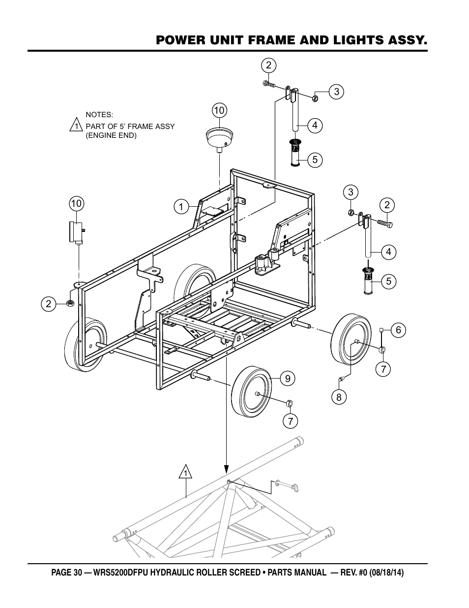 Power unit frame and lights assy | Multiquip WRSPUDF (KUBOTA WG972GL-E3 DUAL FUEL GAS AND PROPANE ENGINE) User Manual | Page 30 / 108